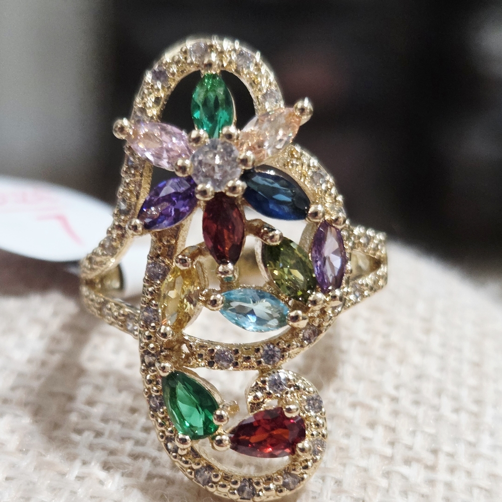 Multicolor Gemstone Gold Ring